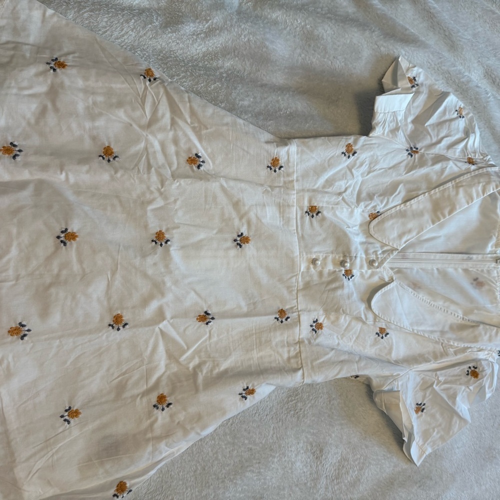 White Floral Embroidered Dress